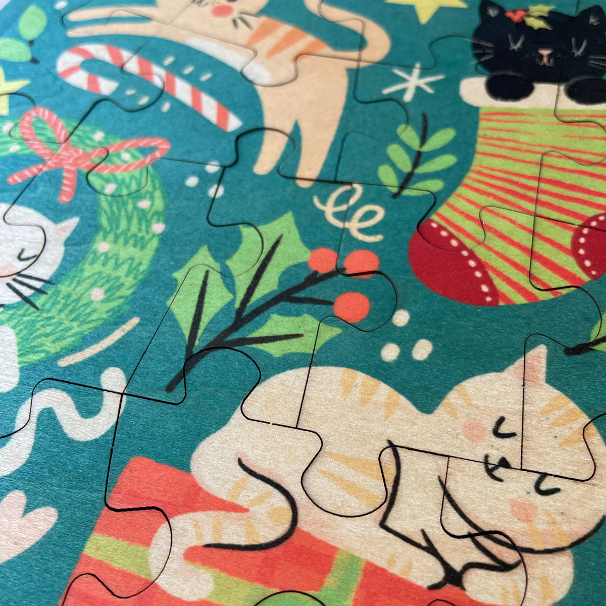 Meowy Christmas 24 Pc Wood Puzzle
