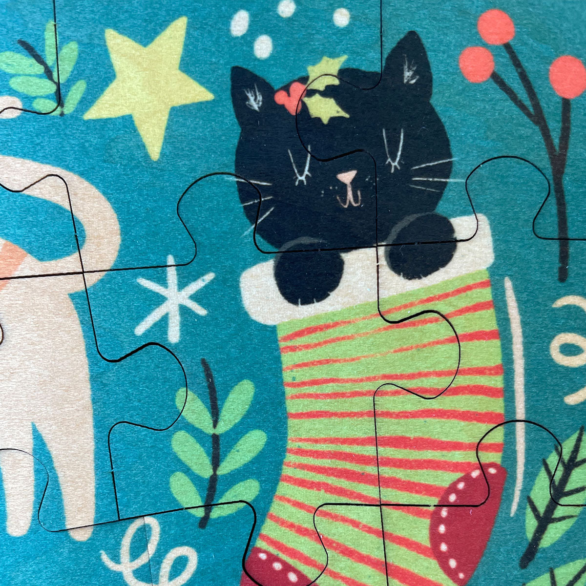 Meowy Christmas 24 Pc Wood Puzzle