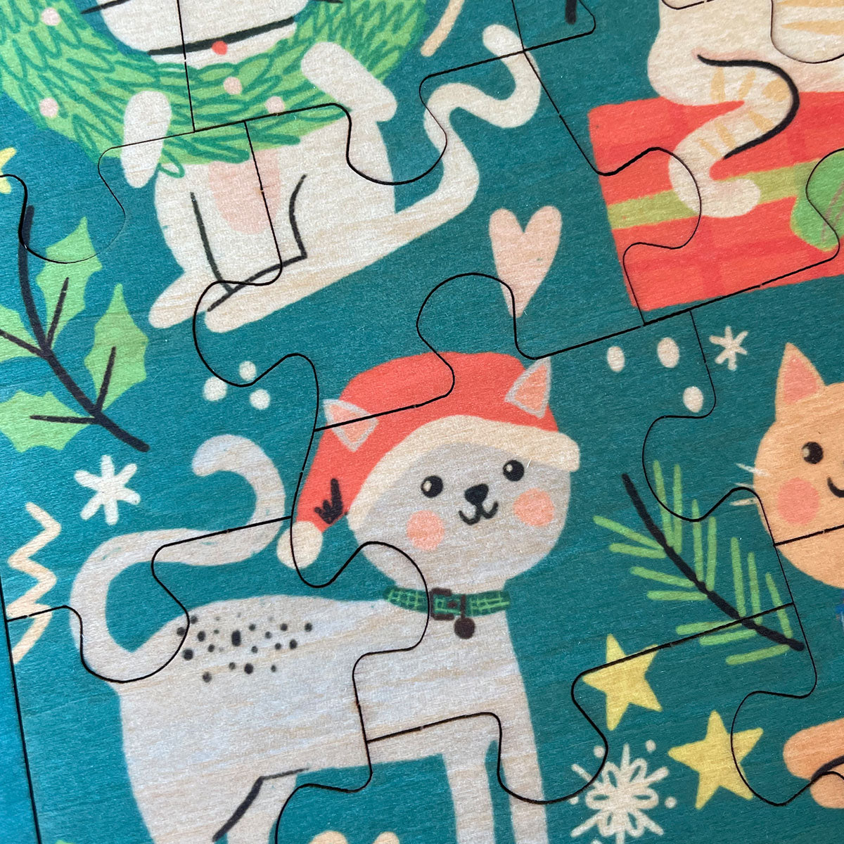 Meowy Christmas 24 Pc Wood Puzzle